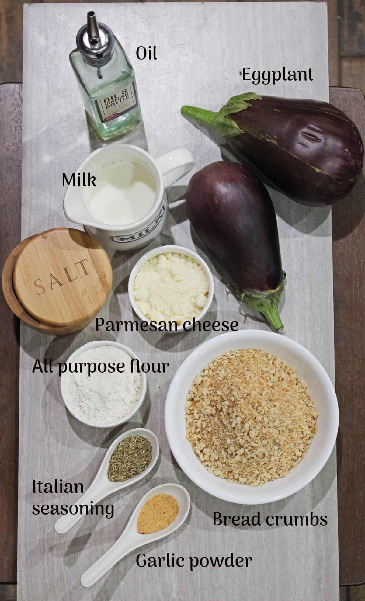 Ingredients needed to make eggplant cutlet