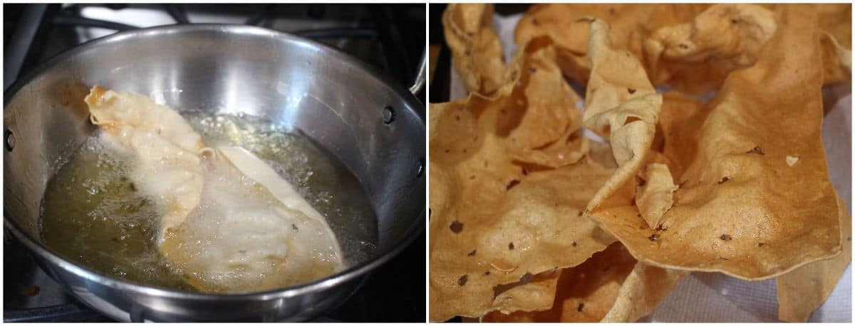 frying the papad in oil