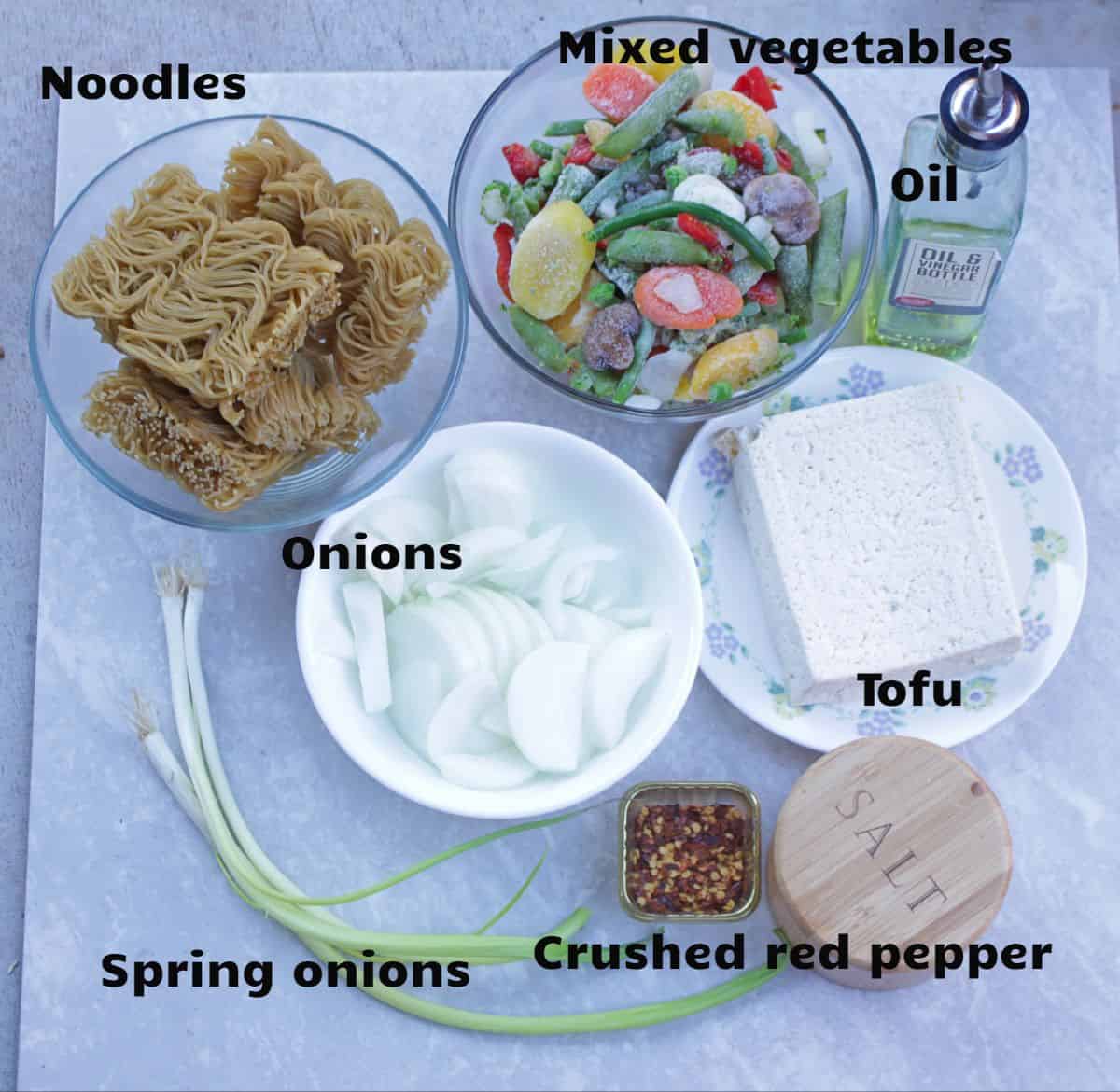 Ingredients needed to make Thai Noodles